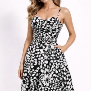 Missoni Black and White Strapless Floral-Print Dress